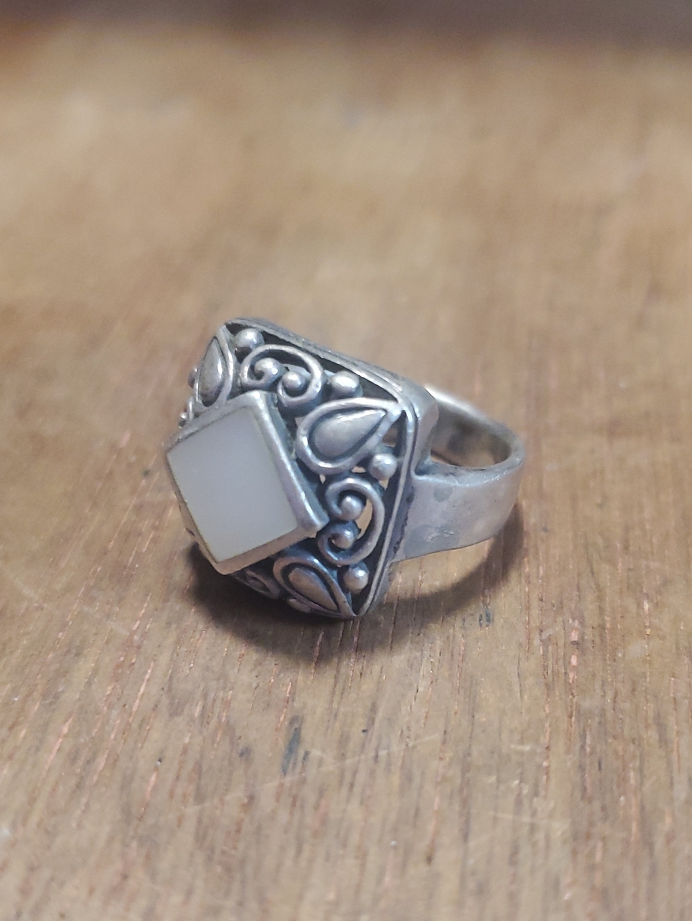 Sterling Silver White Stone Ornate Women's Ring SK